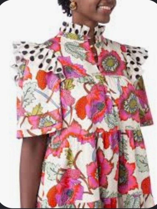 CROSBY by Mollie Burch Dresses & Skirts - Crosby By Mollie Burch Floral Ruffle Dress in White, Pink & Green Medium